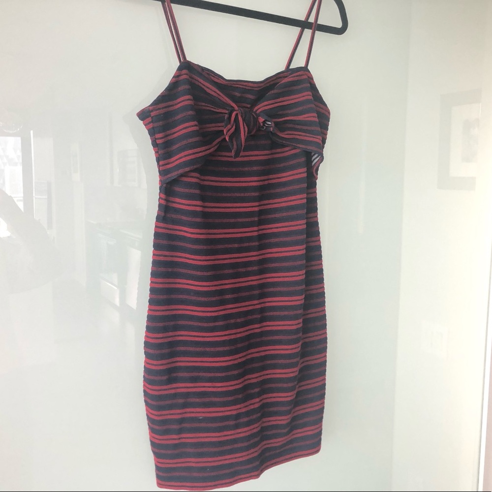 LUSH Striped Blue and Red Mini Dress. Size Large
